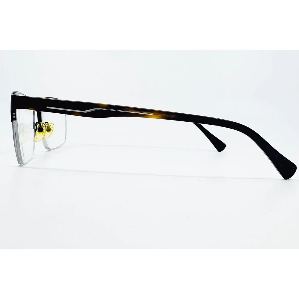 Link Occhiali Eyeglasses Men Black Brown Semi-Rimless 7178 C.8M 53-17-140